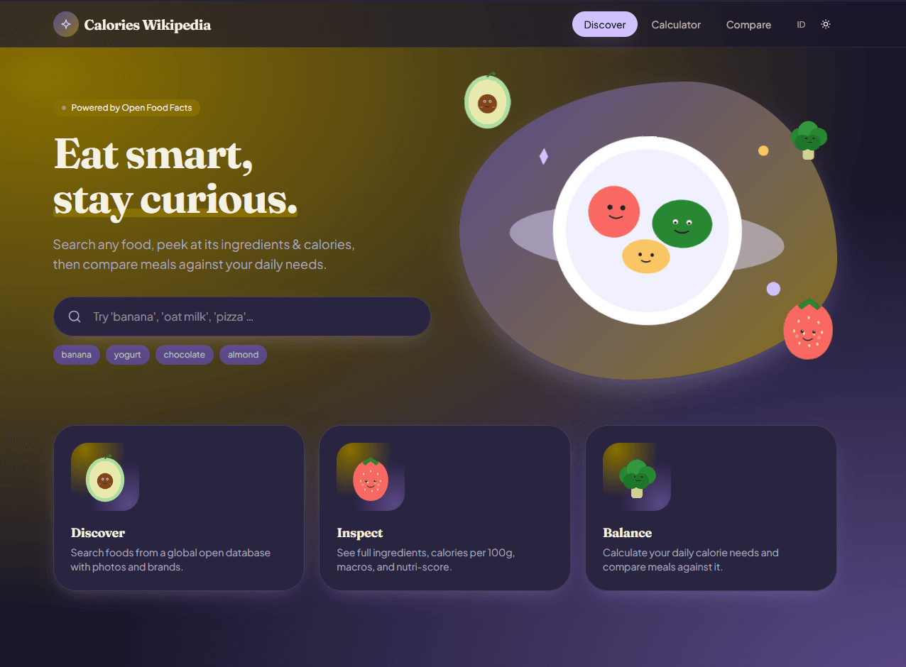 Calories Wikipedia — interface concept